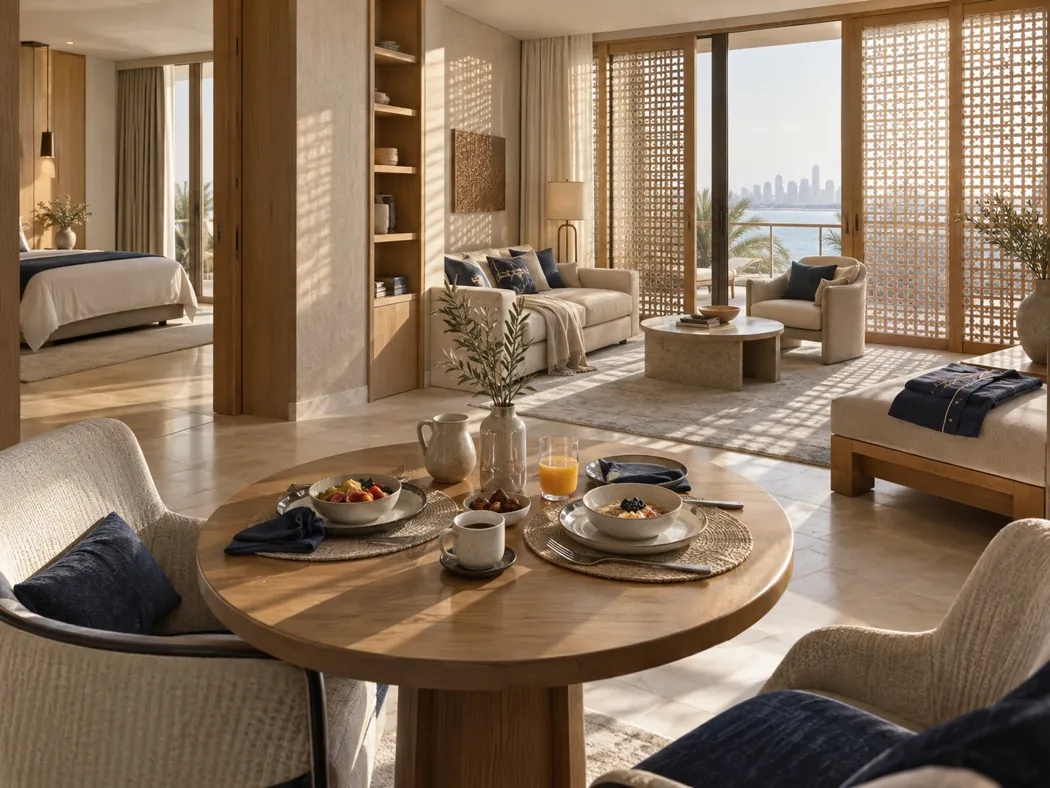 Concept for Japanese objects and textiles across dining and a guest’s stay in a Gulf hotel