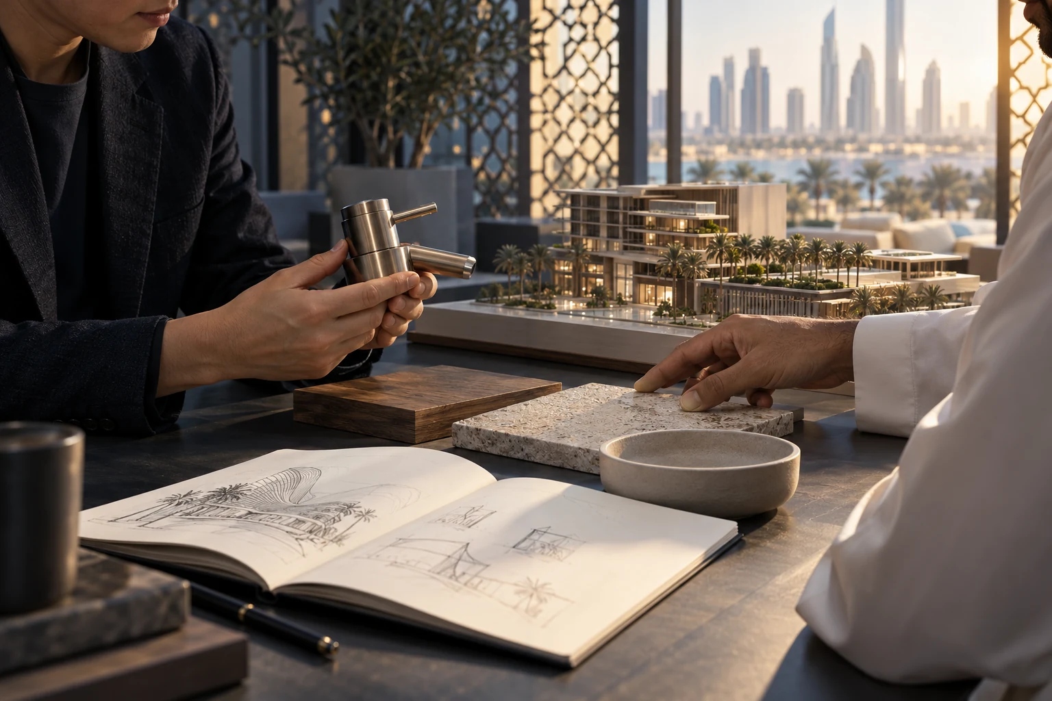 Concept image of Japanese product samples being considered for a GCC development.